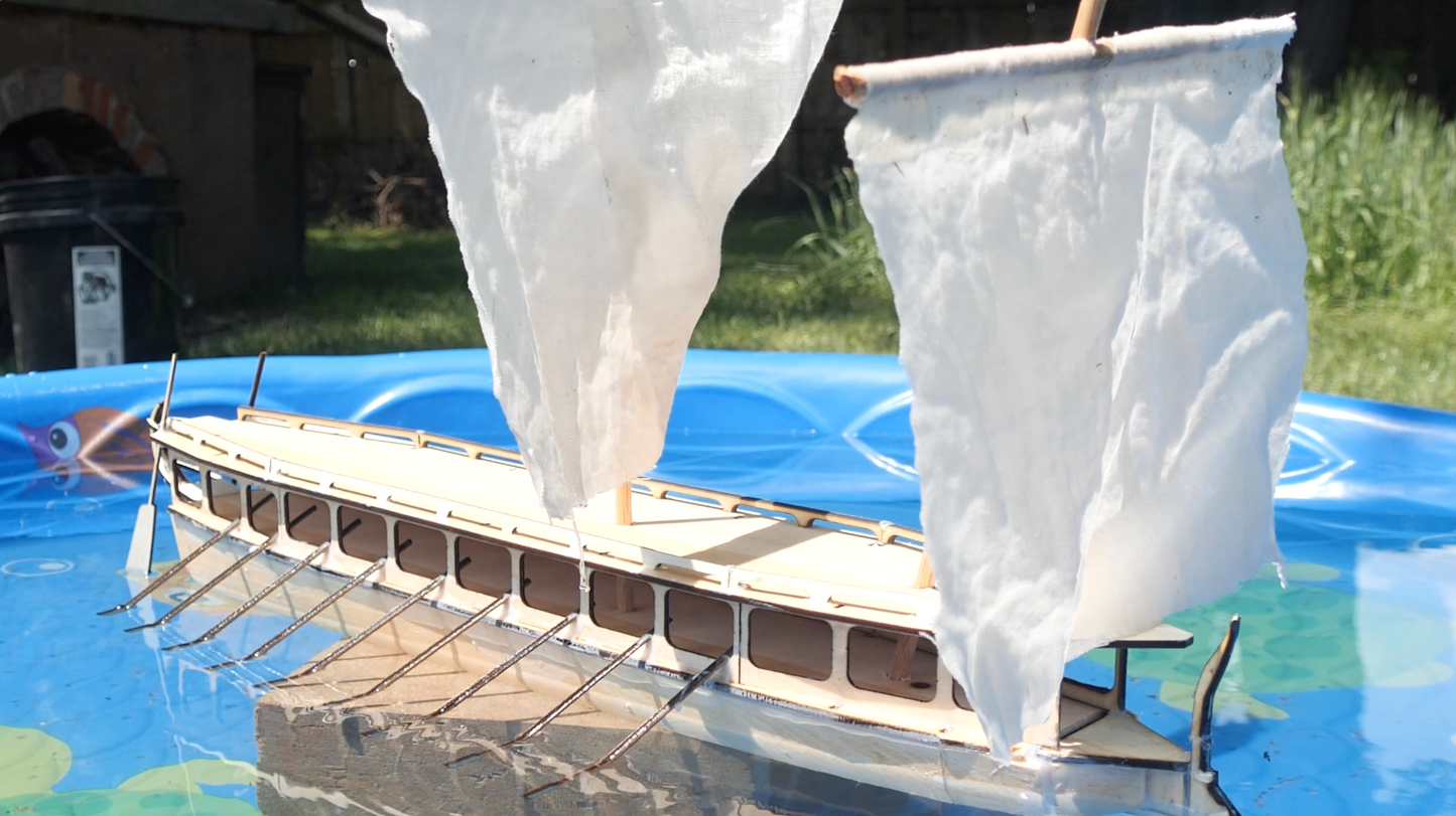 Miniature Greek Trireme Boat (w/ optional RC kit)